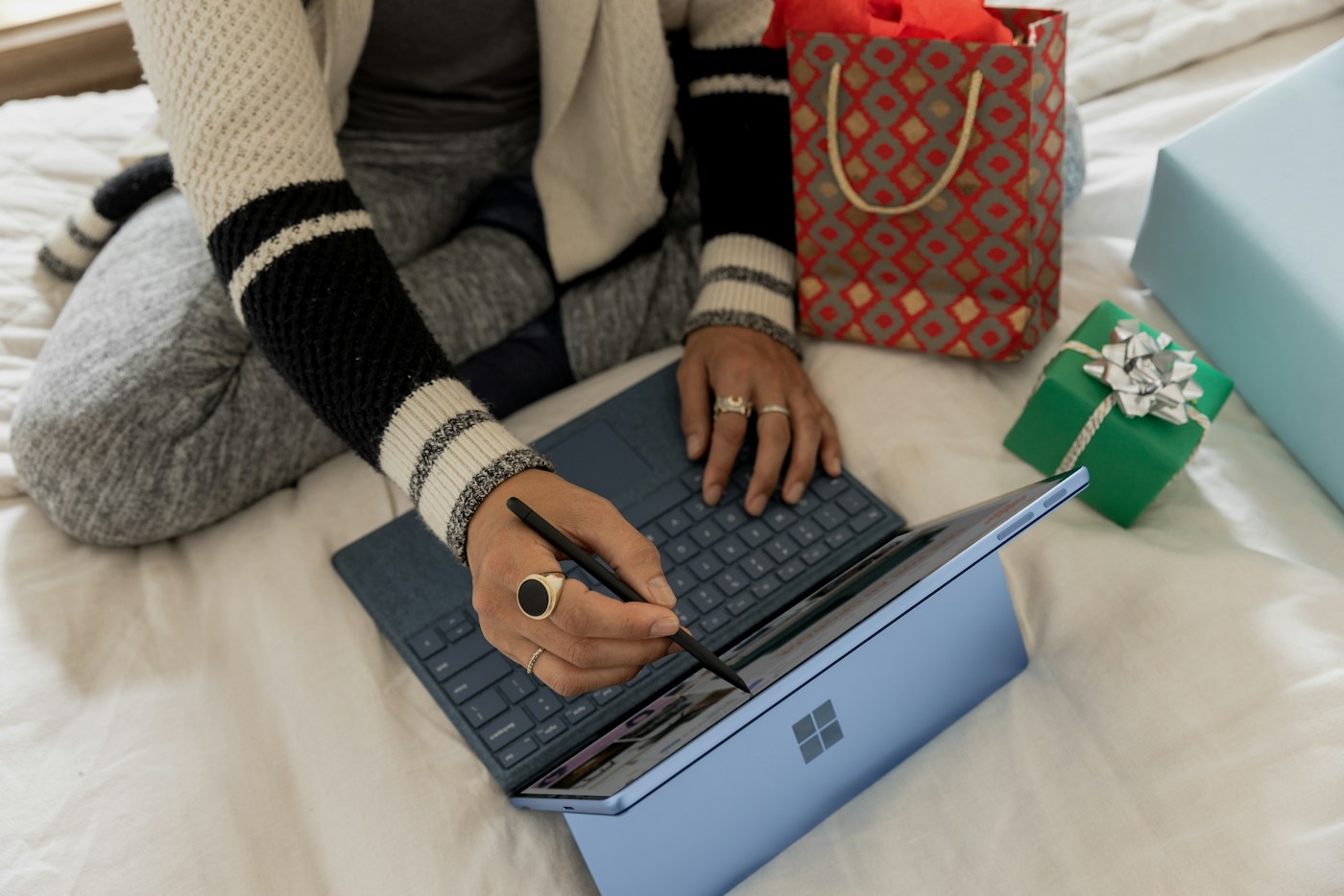 Online shopping on a laptop